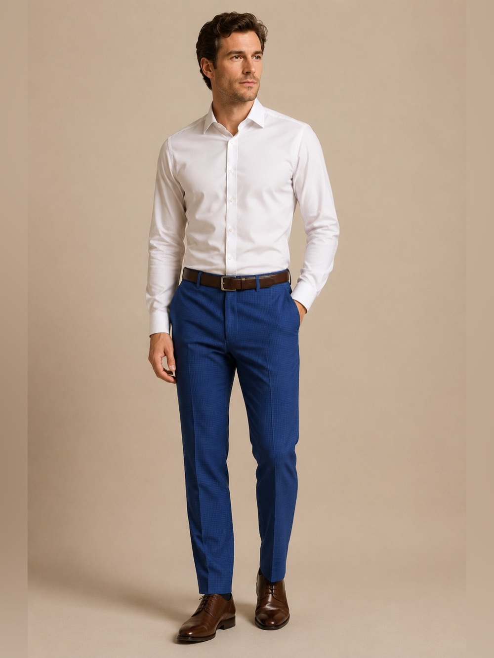 Tommy Hilfiger Mens Blue Check Dress Pants 32x30 Slim Fit